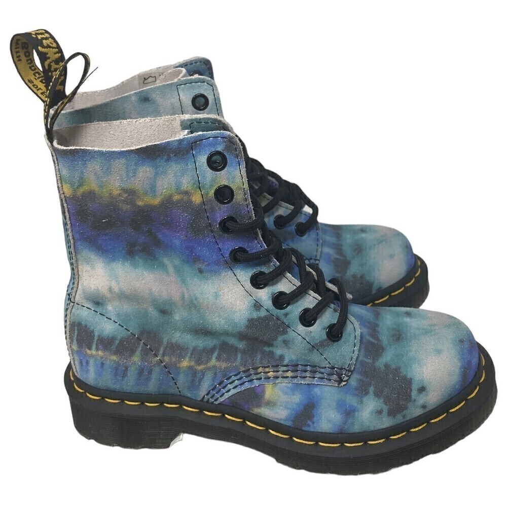Dr. Martens Leather Women's Boots Blue 1460 Pascal Tie Dye Size 5 US